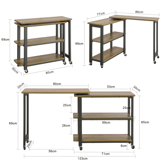 SoBuy Mesa de apoio em forma de 133 x 69 x 30 cm FWT83-PF