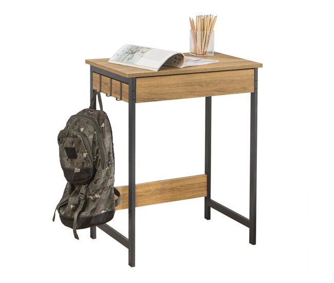 Sobuy escritorio con un cajón y 3 percheros mesa de ordenador de estilo industrial 60x40x77 cm fwt43-n