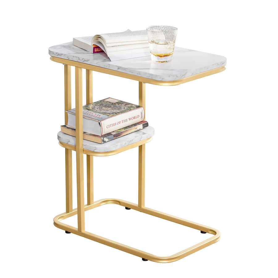 Mesa auxiliar moderna con extremo de café sofá mesa de centro mesita de noche estructura de metal dorado fbt110-g sobuy