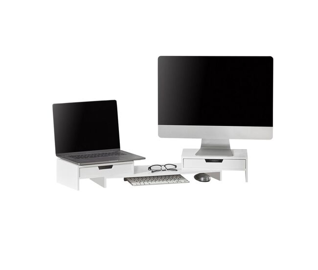 Elevador del monitor giratorio ajuste de ancho soporte del ordenador portátil 60-107 x 22 x 11 cm blanco bbf04-w sobuy