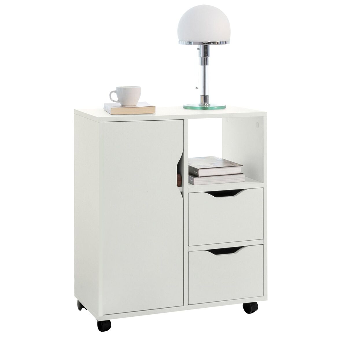 Sobuy soporte para impresora de archivador de oficina en casa armario de almacenamiento sobre ruedas blanco fbt105-w