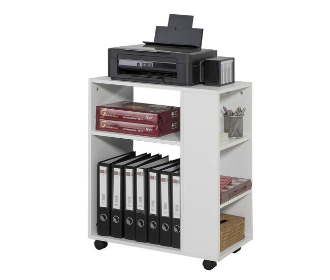 Mesa auxiliar con 3 estantes consolamesita de noche con ruedas fbt68-w sobuy