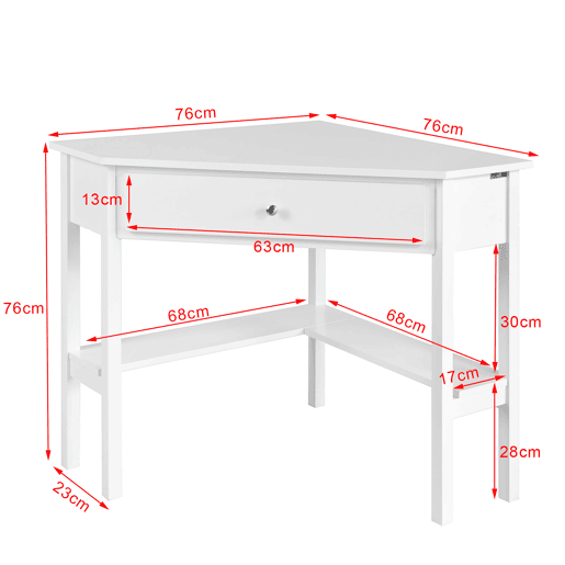 Mesa de secretária com gaveta triangular FWT31-W SoBuy