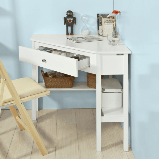 Mesa de secretária com gaveta triangular FWT31-W SoBuy