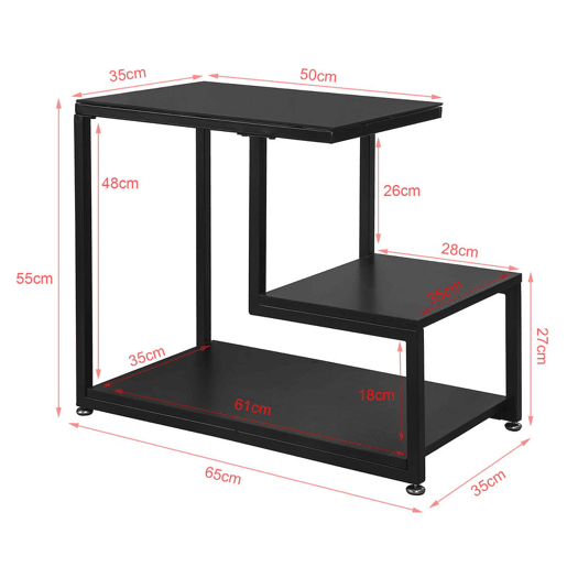 Mesa de apoio com 3 prateleiras FBT65-SCH SoBuy