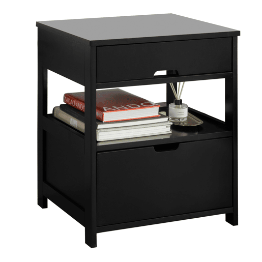 Mesa de cabeceira Mesa de cabeceira com 2 gavetas Preto 45x55x38cm FRG258-SCH SoBuy