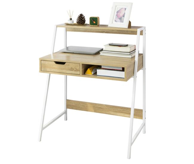 Mesa de escritorio mesa de ordenador con 2 cajones y 1 estante fwt63-n sobuy