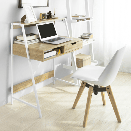 Mesa de computador com 2 gavetas e 1 prateleira FWT63-N SoBuy