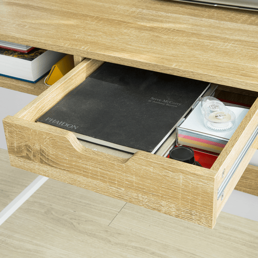 Mesa de computador com 2 gavetas e 1 prateleira FWT63-N SoBuy