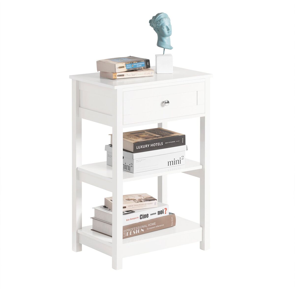 SoBuy Mesa Auxiliar con 1 cajón FBT46-W 45x30