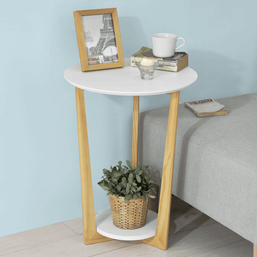 Mesa de apoio com 2 prateleiras FBT52-WN SoBuy