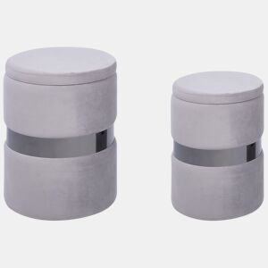 Conjunto de 2 tamboretes com arrumação DORIS Veludo Cinzento claro 3530 cm 3530 cm 4436 cm