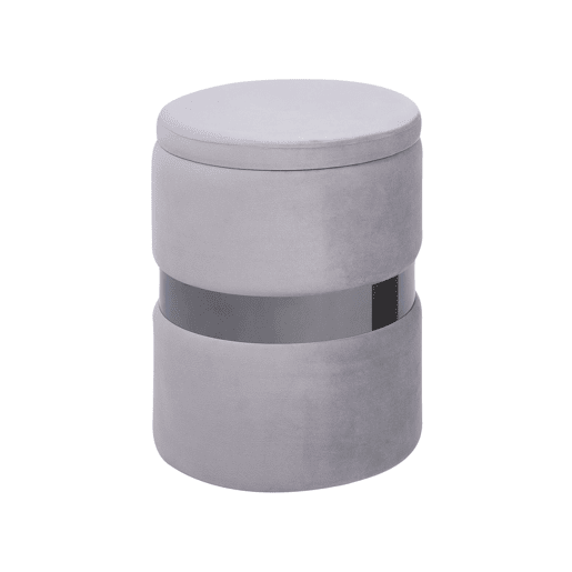 Conjunto de 2 tamboretes com arrumação DORIS Veludo Cinzento claro 3530 cm 3530 cm 4436 cm