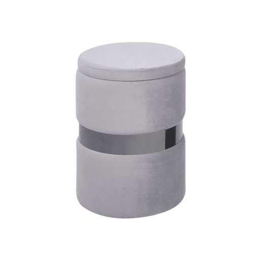 Conjunto de 2 tamboretes com arrumação DORIS Veludo Cinzento claro 3530 cm 3530 cm 4436 cm
