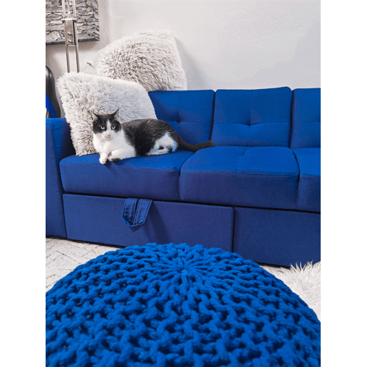 Pufe CONRAD Algodão Azul marinho 50 cm 50 cm 35 cm