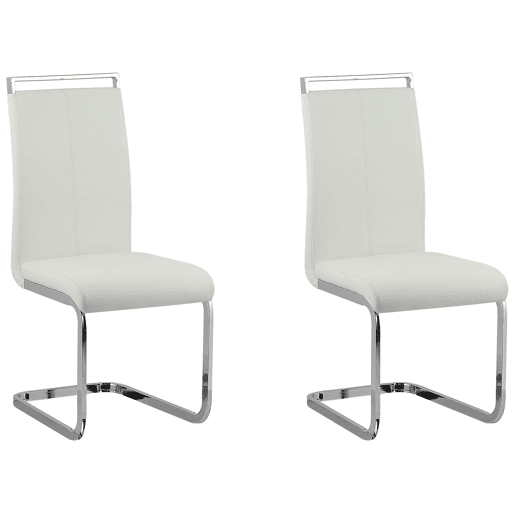 Conjunto de 2 cadeiras de jantar GREEDIN Pele sintética Branco