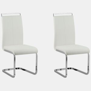 Conjunto de 2 cadeiras de jantar GREEDIN Pele sintética Branco