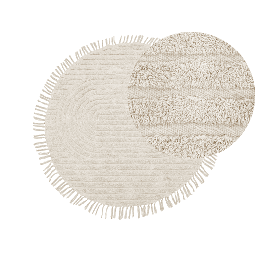 Tapete HALFETI Creme claro ø 140 cm Algodão Tapete HALFETI Creme claro ø 140 cm Algodão
