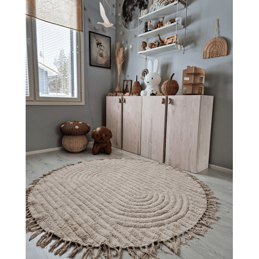 Tapete HALFETI Creme claro ø 140 cm Algodão Tapete HALFETI Creme claro ø 140 cm Algodão