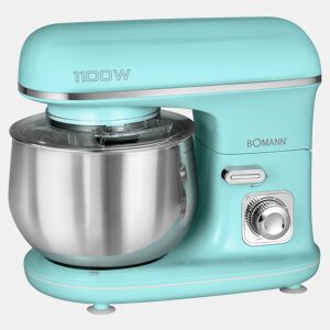 Bomann KM 6030 Batedeira Planetaria Vintage Robô de Cozinha, 5L, Velocidade Variável, Acessórios, 1100, Verde Menta