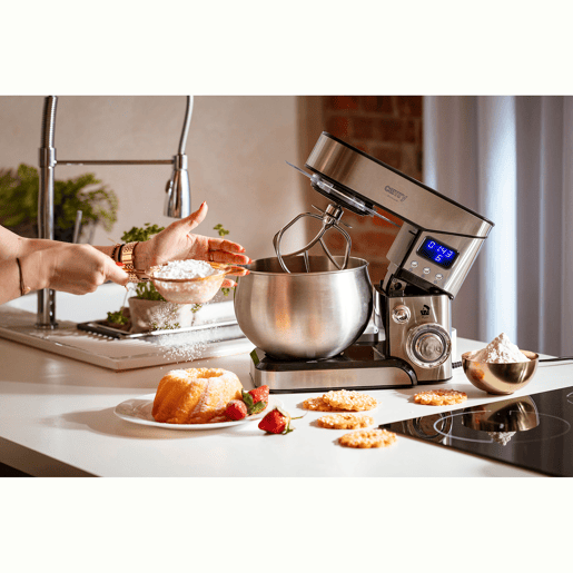 Camry CR4223 Batedeira Planetaria Profissional, Robô de Cozinha, 5L, 6 Velocidades, Acessórios, Inox, 2000,