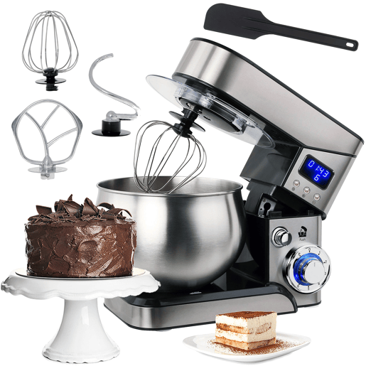Camry CR4223 Batedeira Planetaria Profissional, Robô de Cozinha, 5L, 6 Velocidades, Acessórios, Inox, 2000,