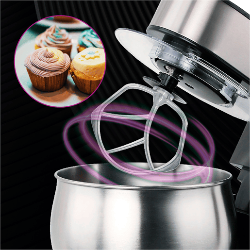 Camry CR4223 Batedeira Planetaria Profissional, Robô de Cozinha, 5L, 6 Velocidades, Acessórios, Inox, 2000,