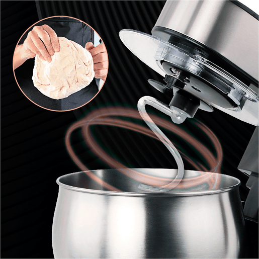 Camry CR4223 Batedeira Planetaria Profissional, Robô de Cozinha, 5L, 6 Velocidades, Acessórios, Inox, 2000,