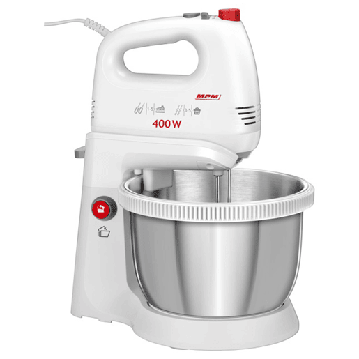 MPM MMR-21Z Batedeira com Taça Rotativa 3,5 Litros 5 Velocidades + Turbo, 400, Branco