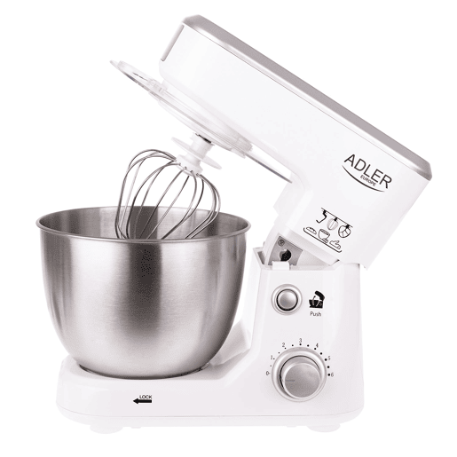 Adler AD4216 Batedeira Planetaria Robô de Cozinha, 4 L, 6 Velocidades, Acessórios, 1000, Branco Adler AD4216 Batedeira Planetaria Robô de Cozinha, 4 L, 6 Velocidades, Acessórios, 1000, Branco