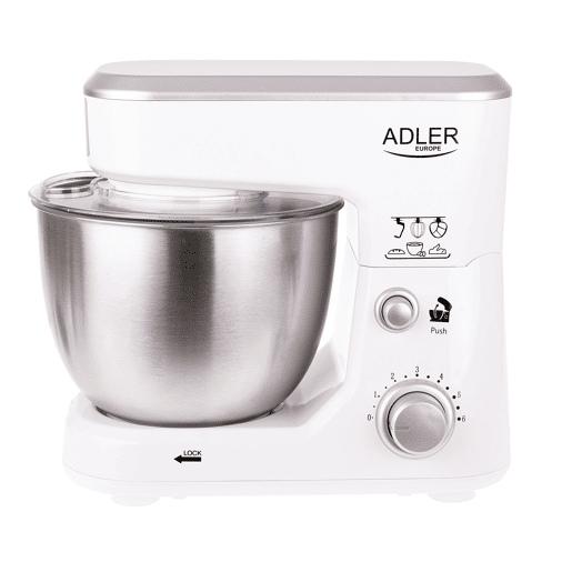 Adler AD4216 Batedeira Planetaria Robô de Cozinha, 4 L, 6 Velocidades, Acessórios, 1000, Branco Adler AD4216 Batedeira Planetaria Robô de Cozinha, 4 L, 6 Velocidades, Acessórios, 1000, Branco