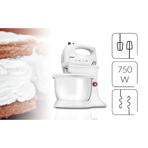 MPM MMR-16Z Batedeira com Taça Rotativa 3,4 Litros 5 Velocidades + Turbo, 750, Branco