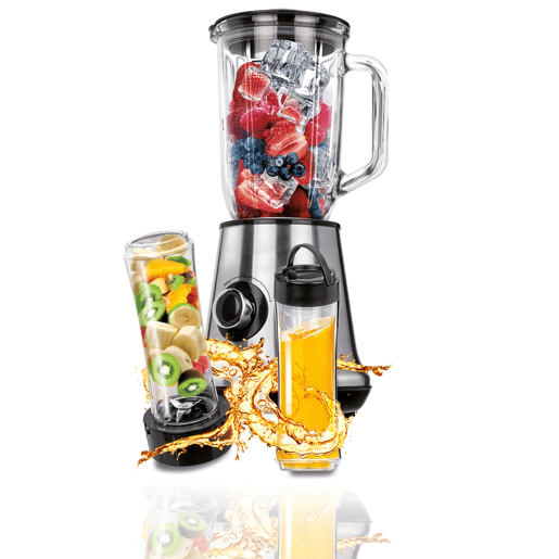 MPM MBL-15M Liquidificador 1 L, 2 Garrafas Smothie To Go 0,6 L,sem BPA,2 Velocidades + Pulso, 450, Prata