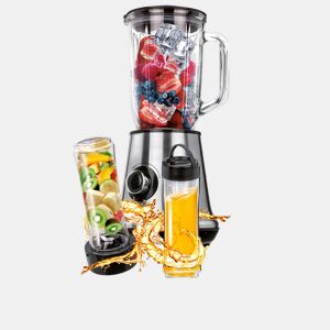 MPM MBL-15M Liquidificador 1 L, 2 Garrafas Smothie To Go 0,6 L,sem BPA,2 Velocidades + Pulso, 450, Prata