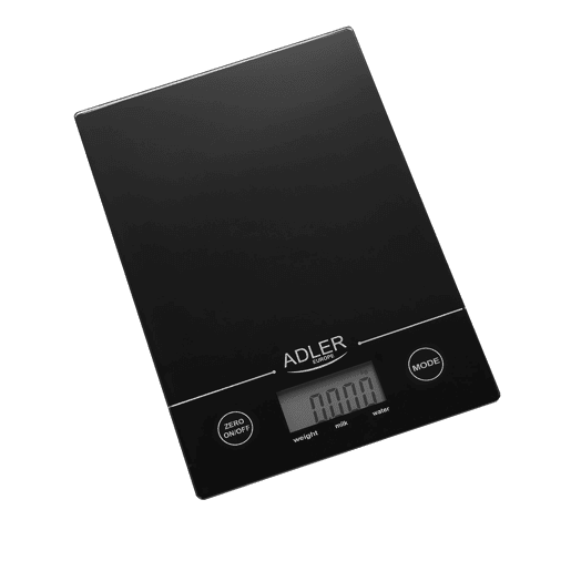 Adler AD 3138 Balança de Cozinha Digital 5Kg Precisão 1g Superfície de Vidro Função Tara, , Preto