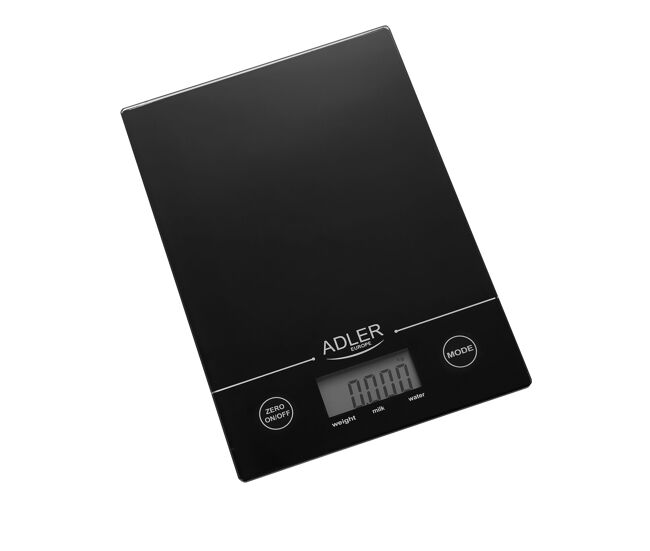 Adler ad 3138 báscula de cocina digital extraplana, medición 1gr, hasta 5 kg, lcd, función tara, vidrio, , negro