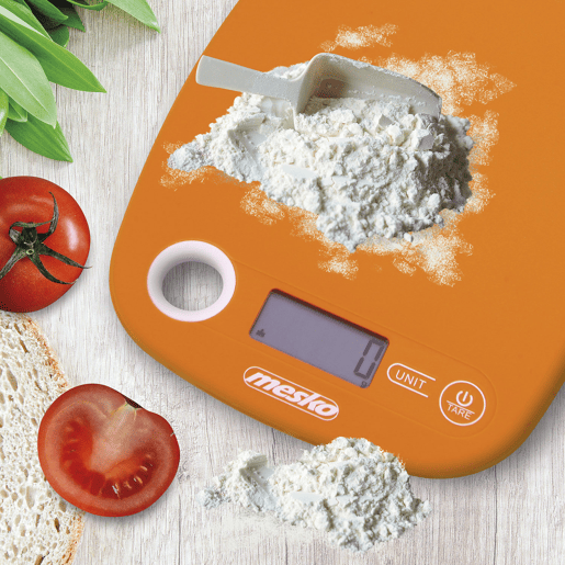 Mesko MS3159O Balança de Cozinha Digital, 5 kg, Ecrã LCD, Alta Precisão, Multifunções, , Laranja