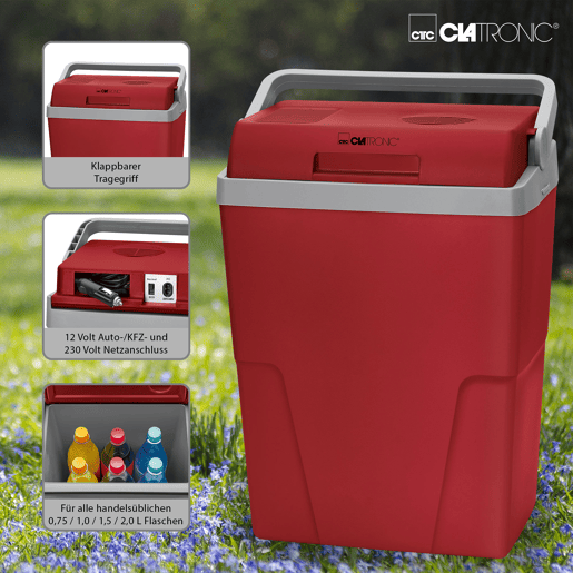 Clatronic KB 3713 Geleira Eléctrica 25L Campismo Viagens 12V230V, 600 , Vermelho