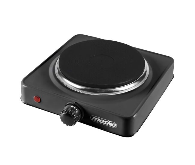 Mesko ms 6508 hornillo eléctrico, zona cocinado 15,4 cm, termostato regulación continua, compacto, ideal camping, 1000, negro
