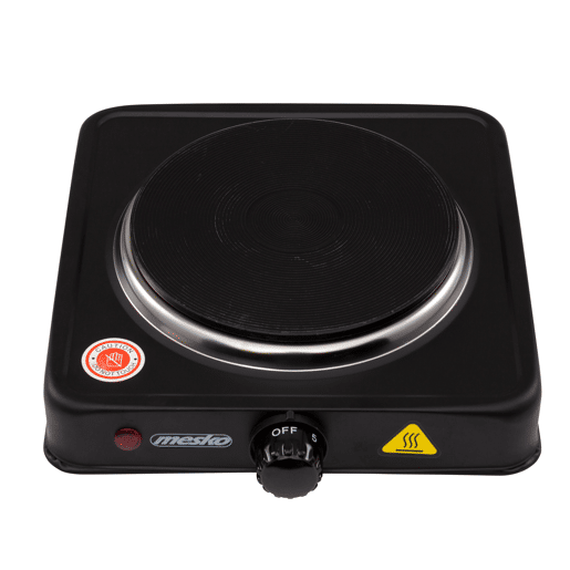 Mesko MS 6508 Fogão Portátil Elétrico 1 Queimador 15,4 cm, Termostato Ajustável, 1000, Preto