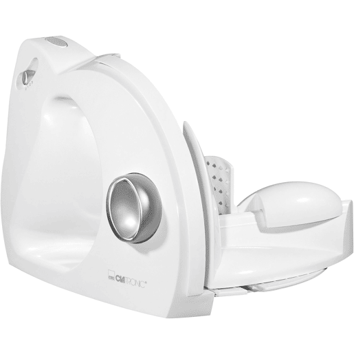 Clatronic AS 2958 Fatiador de Carnes, Espessura de Corte ajustável,Roda de corte de Aço Inoxidável, 180, Branco
