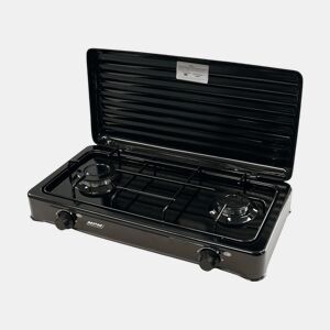 MPM KN-021KB Fogão a Gás Portátil para Camping, 2 Queimadores, Preto, , Preto