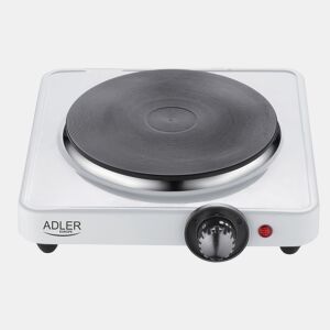 Adler AD6503 Fogão Portátil Elétrico 1 Queimador 18,5 cm, Termostato Ajustável, 1500, Branco