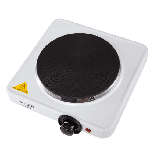 Adler AD6503 Fogão Portátil Elétrico 1 Queimador 18,5 cm, Termostato Ajustável, 1500, Branco