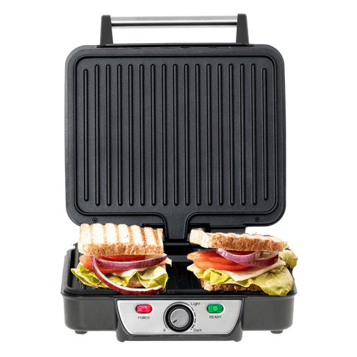 Mesko MS 3050 Grelhador de Contacto Grill de Mesa Abertura de 180°, Máquina de Sanduíches, Revestimento Antiaderente, 2500, Preto