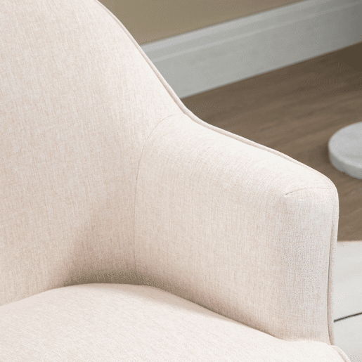 HOMCOM Poltrona Estilo Nórdico Poltrona para Sala de Estar Estofada em Linho com Pés de Madeira para Dormitório Escritório Estúdio Carga 120 kg 64,5x65x79,5 cm Creme