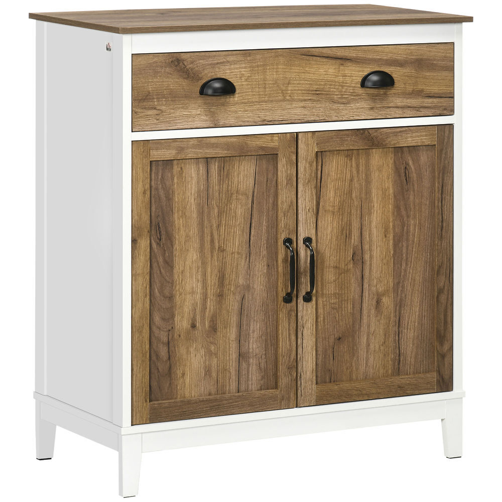 Homcom aparador para salón armario de almacenamiento con cajón 2 puertas y estante ajustable para dormitorio comedor cocina 78,5x39x89,4 cm marrón