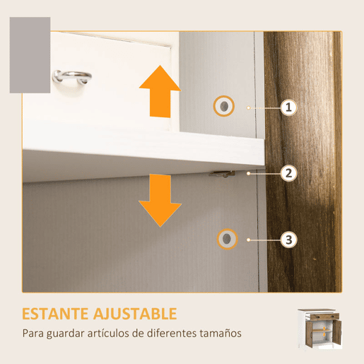 HOMCOM Aparador para Sala de Estar Armário de Armazenamento com Gaveta 2 Portas e Prateleira Ajustável para Dormitório Sala de Jantar Cozinha 78,5x39x89,4 cm Marrom e Branco