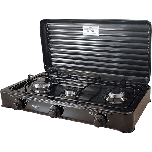 MPM KN-031KB Fogão a Gás Portátil para Camping, 3 Queimadores, Preto, , Preto MPM KN-031KB Fogão a Gás Portátil para Camping, 3 Queimadores, Preto, , Preto
