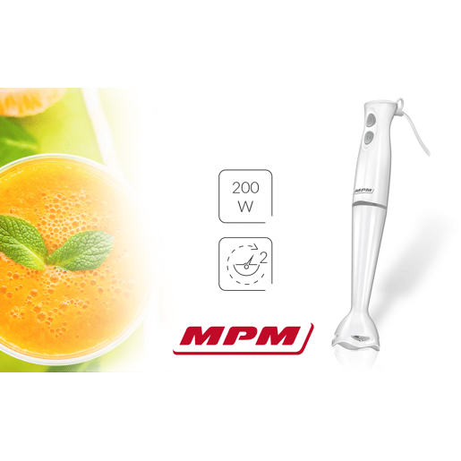 MPM MBL-18 Varinha, Misturador Stand Destacável, Lâminas Aço Inoxidável, 2 velocidades, 200, Branco